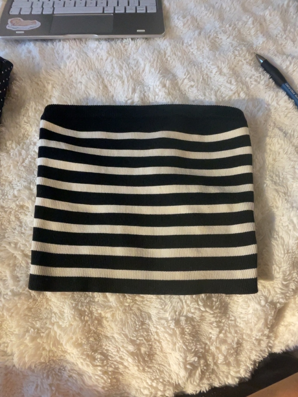 Striped Black and White Knit Tube Top